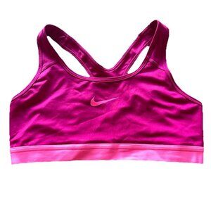 NIKE Women’s Size Medium DRI-FIT Support Sports Yoga/Gym Bra-Magenta Pink